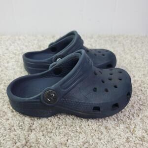 Crocs Shoes Child 8 Navy Slip On Sandals Waterproof Rubber Back Strap